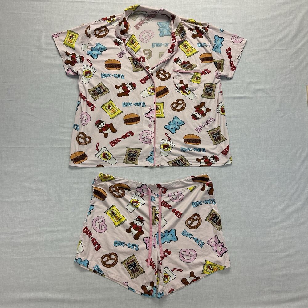 Buc-ees Graphic Print Pajama Set Women's Size XL/2X Pink Casual Soft Sleepwear